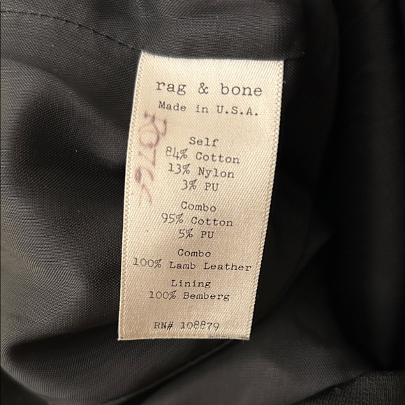 Rag & Bone Black Jacket w/ Real Leather Accents - Picture 4 of 4